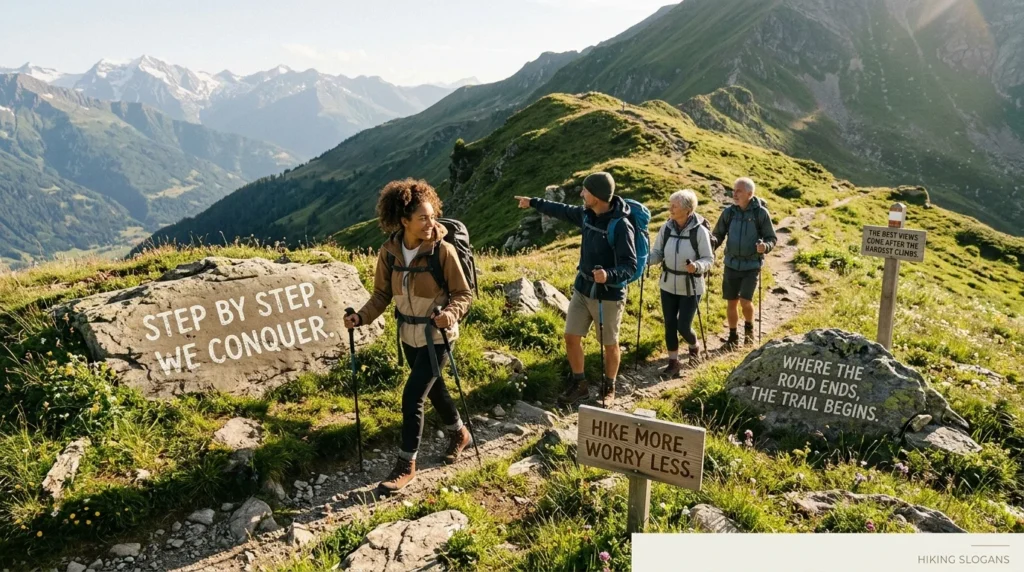 hiking slogans